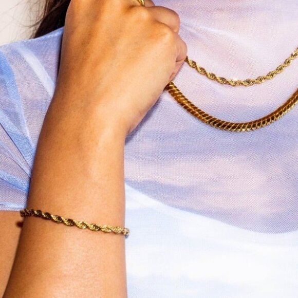 YOU PICK 2! Waterproof Gold chain Bracelets stack tarnish free gold chain - Picture 9 of 12